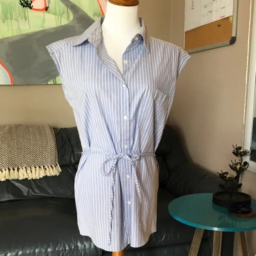C&C California Striped Tank Button Blouse Tie Top
